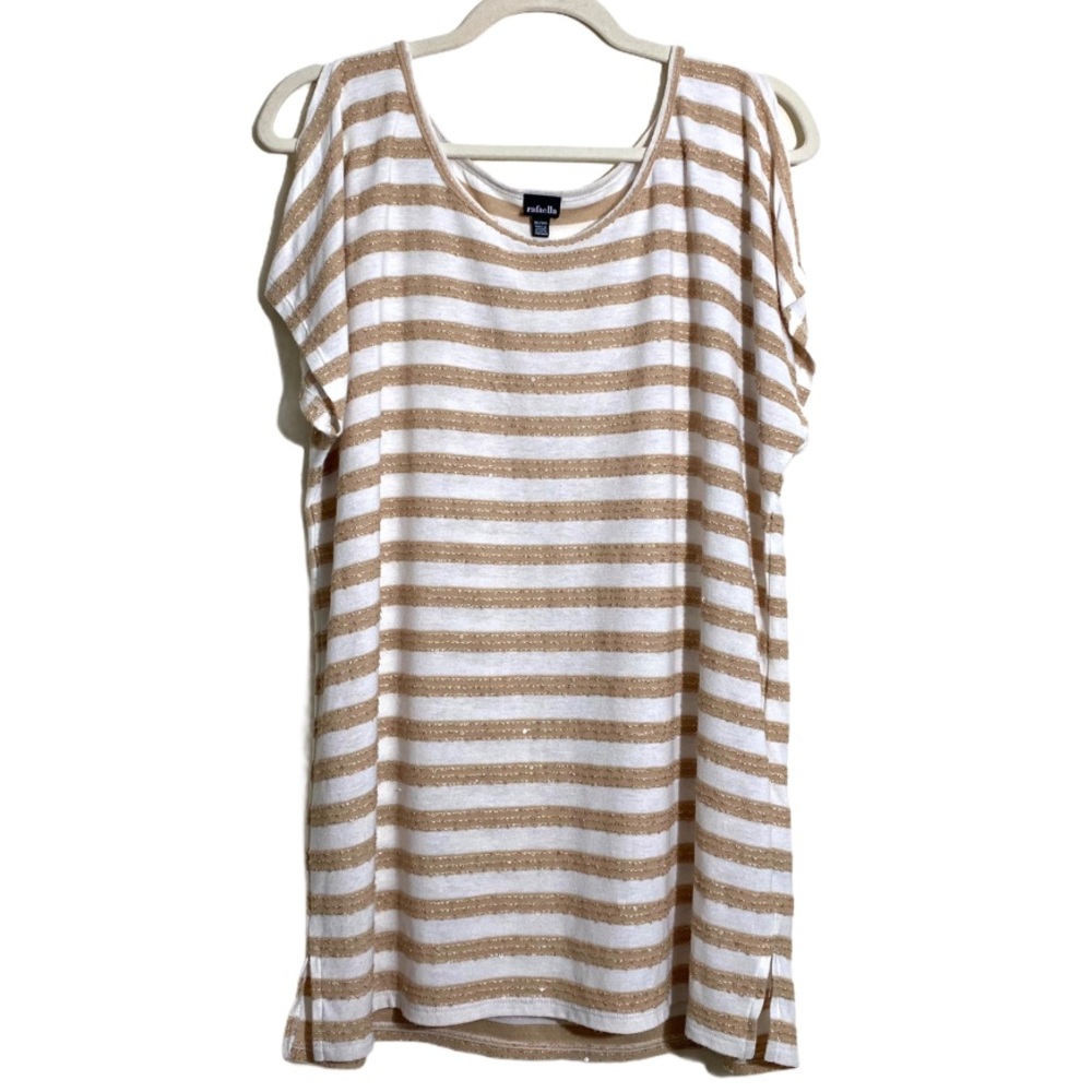 Rafaella Size XL Striped Top Blouse Cold Shoulder